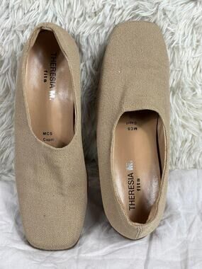 Theresia M. Shoes Womens Size 6 Beige Capri Slip On Wedge Comfort Square Toe